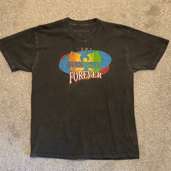 Wu Tang Forever 1997 Washed Black Charcoal Graphic Tee - Picture 1 of 4